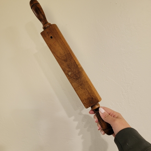 Vintage Wood Rolling Pin Recipe Card Note Letter Holder Home Decor - Picture 6 of 8